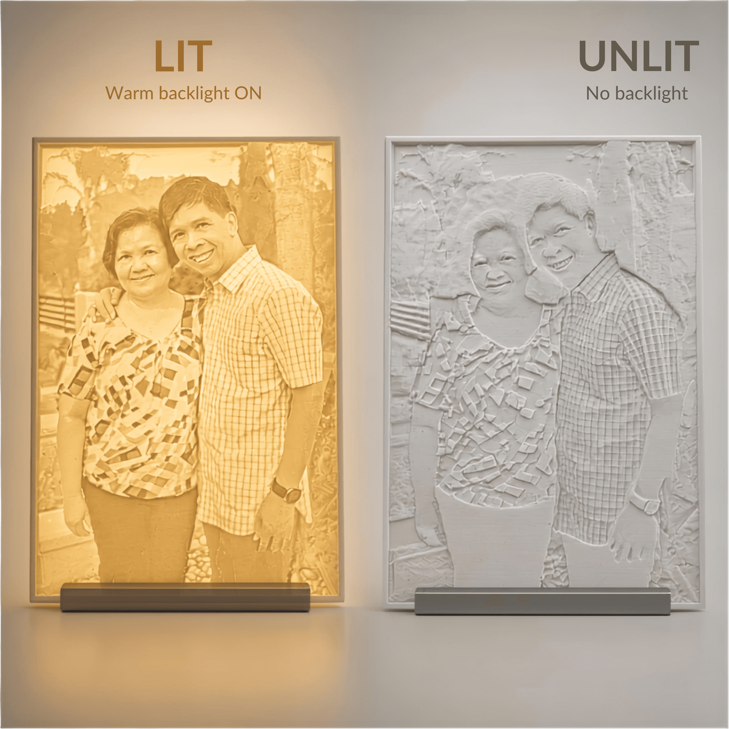 Lithophane lit and unlit